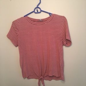 Front Tie Striped T-shirt
